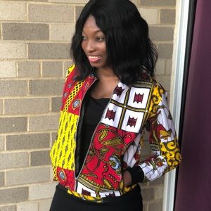 Ankara Bomber jacket with fleece interface